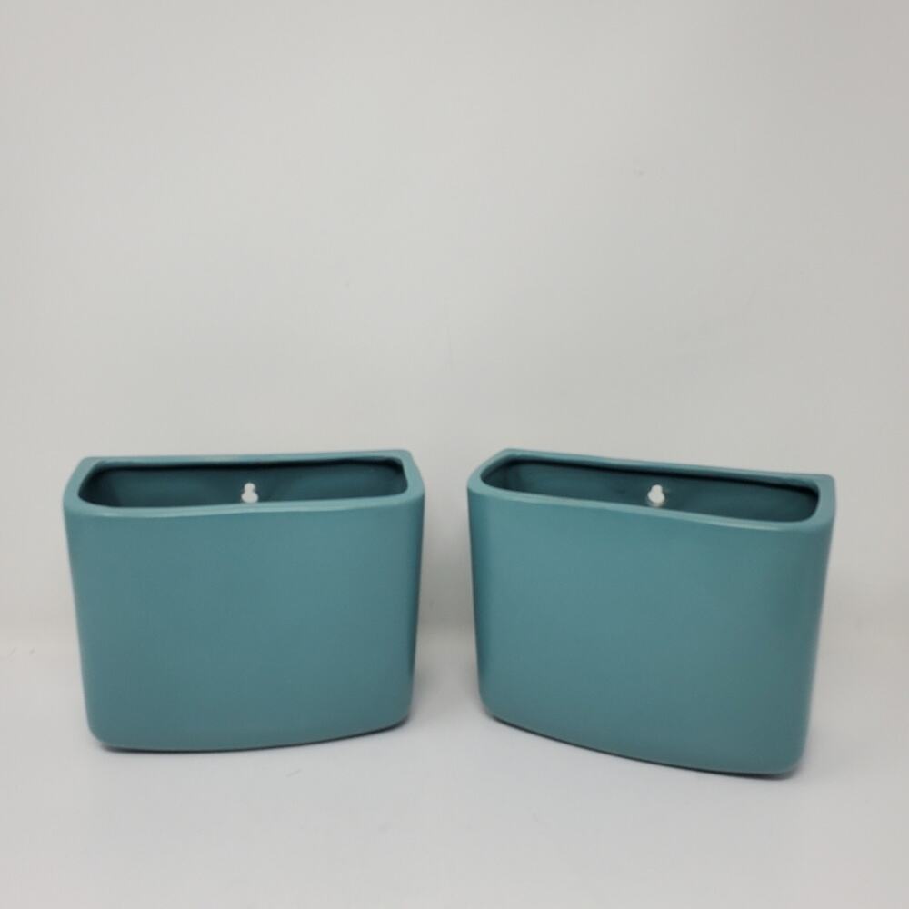 Scandinavian Design Fauna Wall vase Scones Art  in Aqua / teal Set of 2-7"x6"x3"